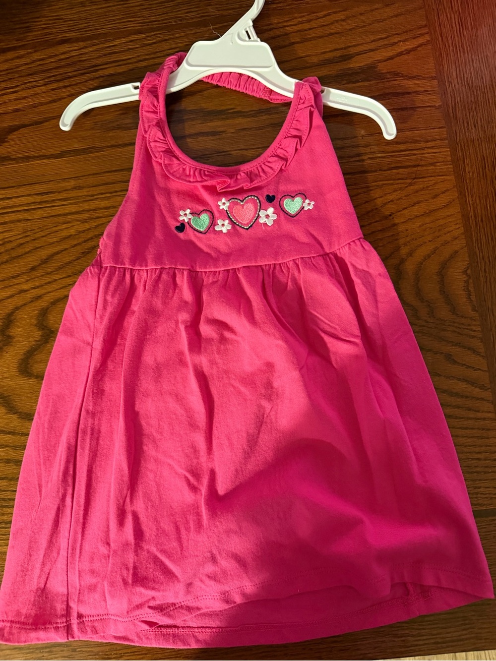 jumping beans Hot Pink Tank Top with Heart Embroidery